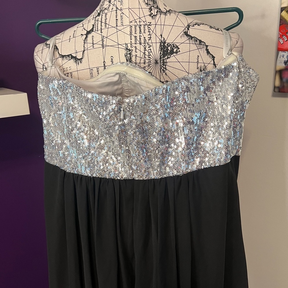 Bill Levkoff Strapless Sequined Top Gown - Picture 6 of 10